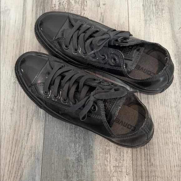 Converse Low Top Space Gray Patent Leather Sneakers - Picture 3 of 8